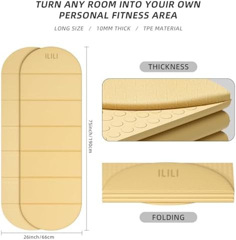 Semicircular Foldable TPE Yoga Mat in Light Yellow — photo 3