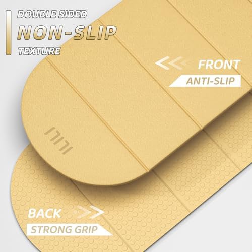 Semicircular Foldable TPE Yoga Mat in Light Yellow — photo 4