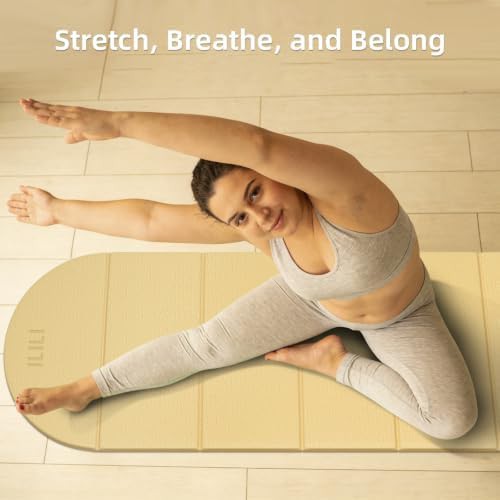 Semicircular Foldable TPE Yoga Mat in Light Yellow — photo 5