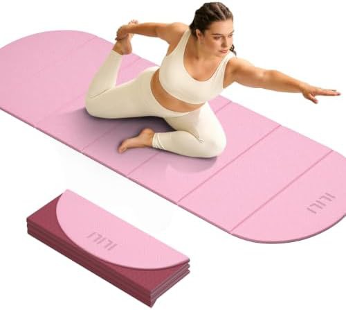 Semicircular Foldable TPE Yoga Mat in Rose Pink