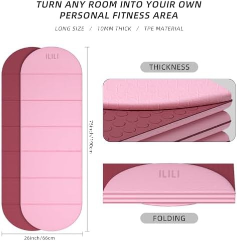 Semicircular Foldable TPE Yoga Mat in Rose Pink — photo 3