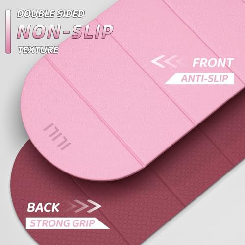Semicircular Foldable TPE Yoga Mat in Rose Pink — photo 4