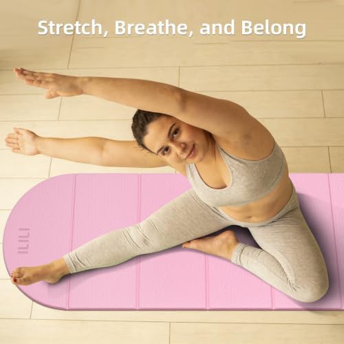 Semicircular Foldable TPE Yoga Mat in Rose Pink — photo 5