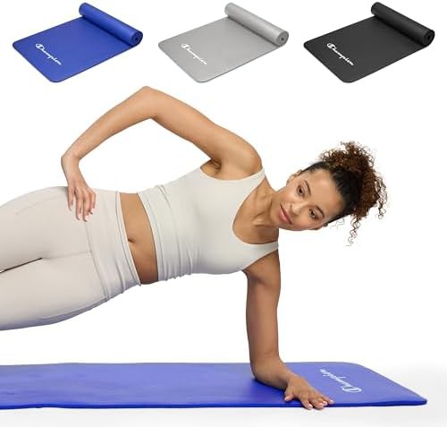 Grey 10mm non-slip exercise fitness mat — photo 5