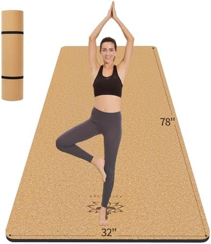 Extra large natural cork yoga mat