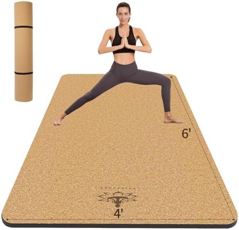 Wide cork and TPE exercise mat