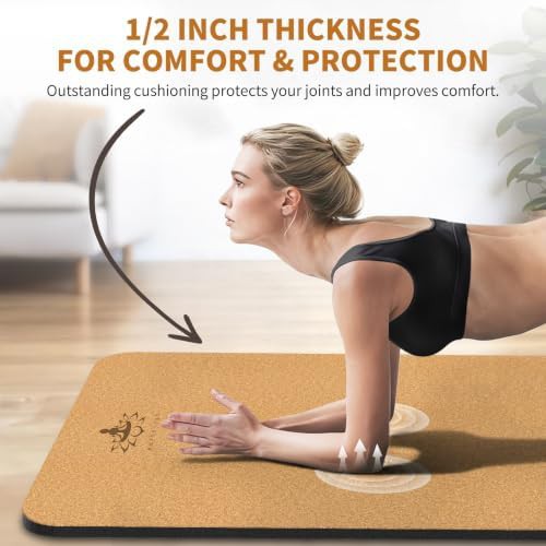 Wide cork and TPE exercise mat — photo 4