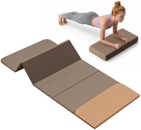 Brown foldable 10mm travel yoga mat