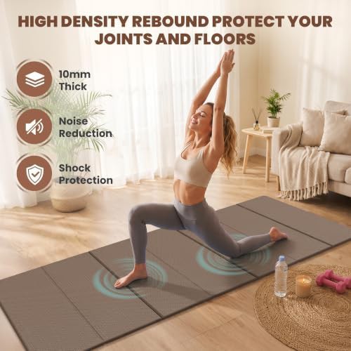 Brown foldable 10mm travel yoga mat — photo 3