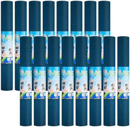 Ocean blue thin exercise mats 16 pack