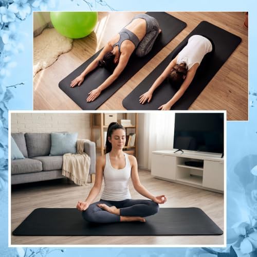 Black extra long 10mm workout mat — photo 4