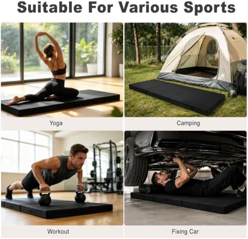 Thick black high density workout mat — photo 4